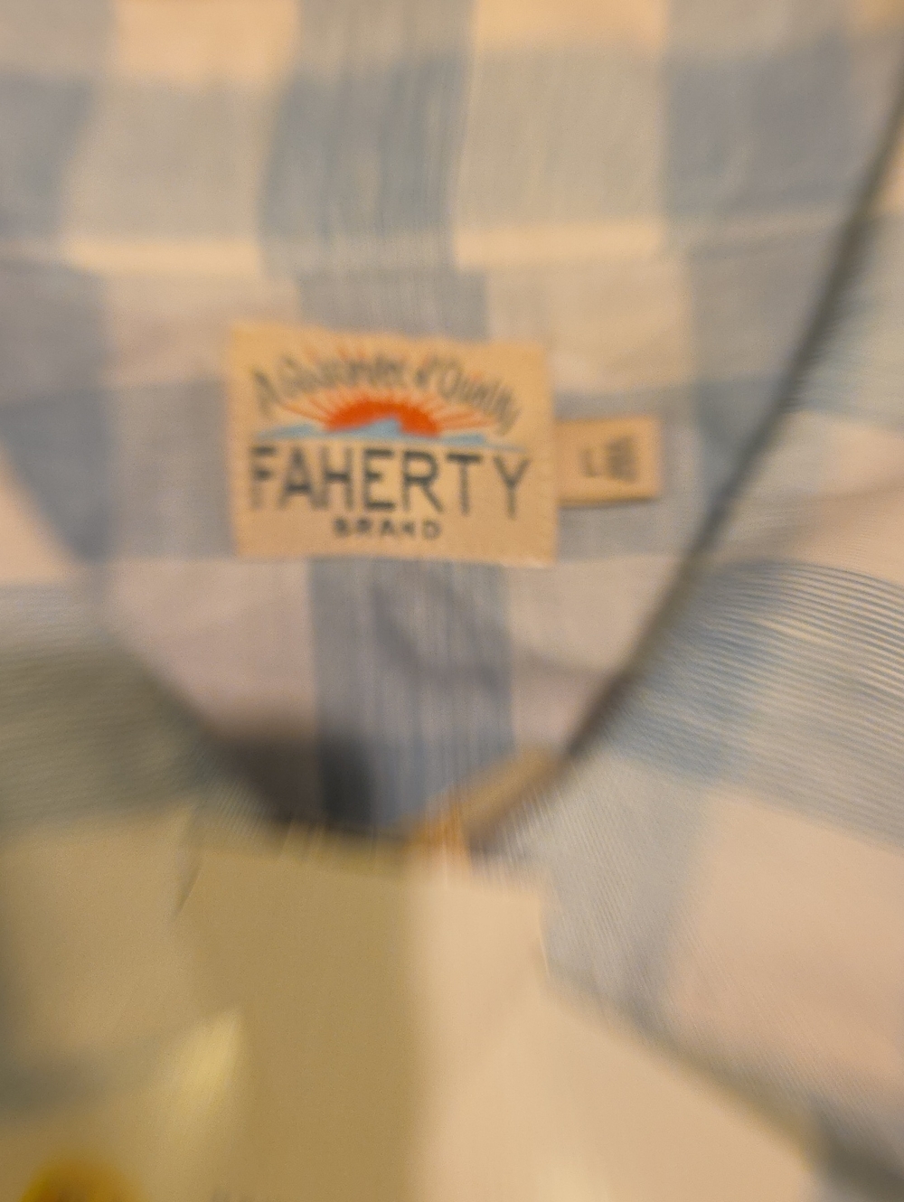 Faherty Light Blue and White Plaid Button-Down Shirt